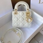 Dior Lady  白色藤格紋小羊皮迷你包