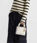 Dior Lady  白色藤格紋小羊皮迷你包：圖片 2